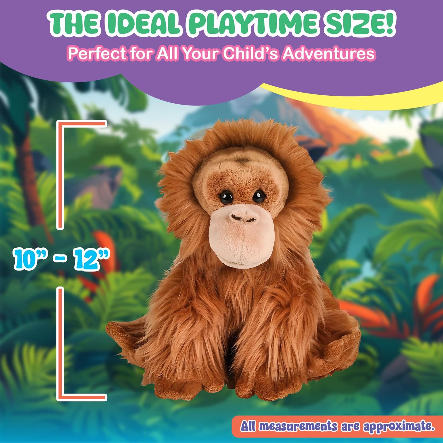 Forest & Twelfth 12'' Stuffed Orangutan Plush, Majestic Animal Collection Stuffed Animal, Premium Materials, Best Gift For Kids