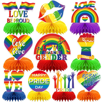 DTOFOOT 10 Pcs Pride Month Table Decorations, Pride Centerpieces for Tables Rainbow Party Decorations Double Side Pride Centerpi