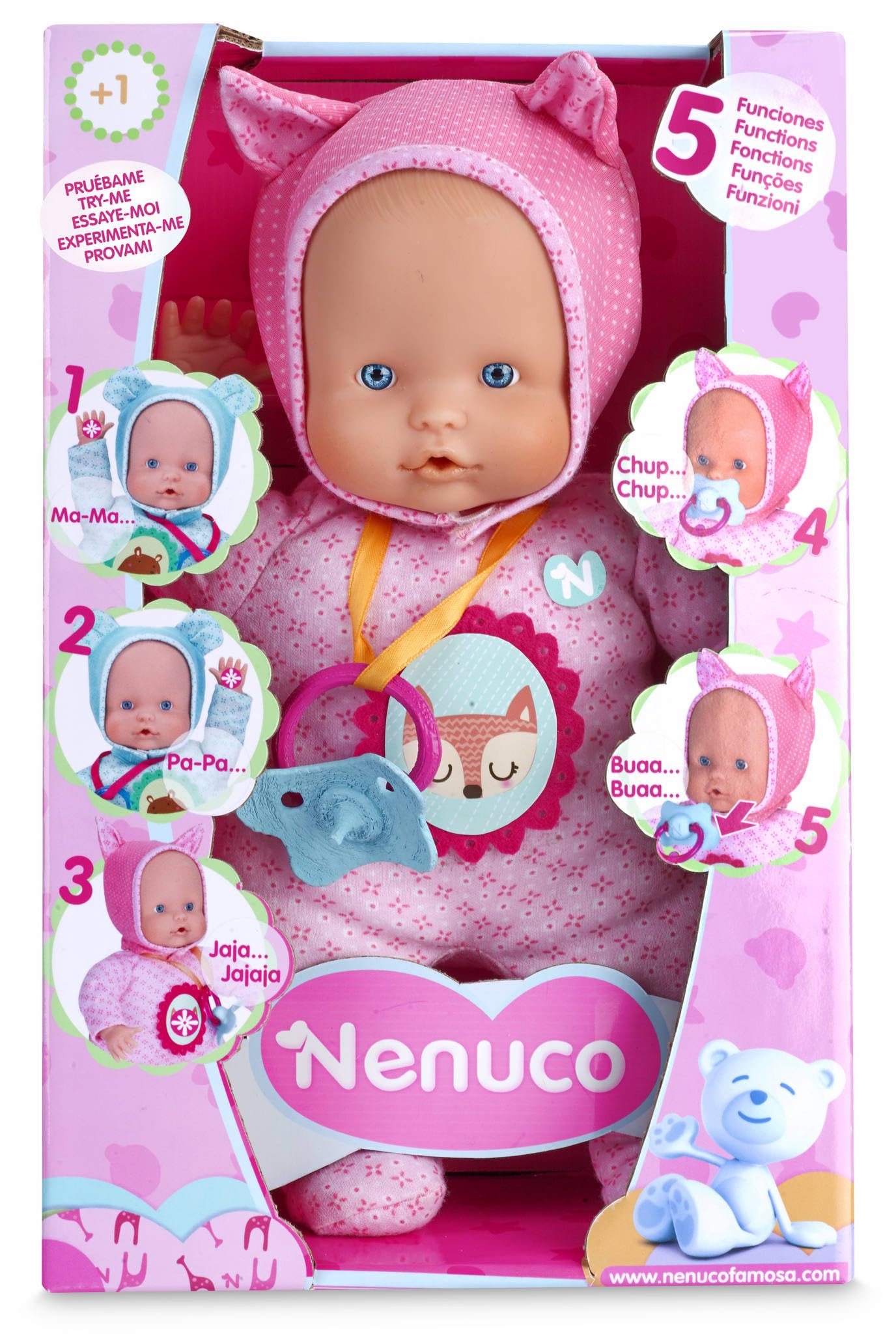 Nenuco Soft Baby Doll With 5 Real Life Functions Colorful Outfits, 12' Doll