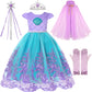 Gorkonpy Mermaid Costume Dress For Girls Light Up Princess Dresses Halloween Party Dress Up For Girls (3-4T)