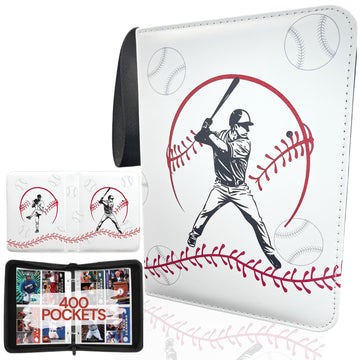 Baseball Card Binder  Trading Card Album with 50 Removable Sleeves Fit 400 Baseball Cards  Compatible with Topps Sports Cards & TCG Collections (White)