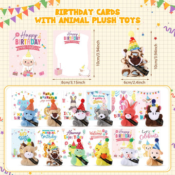 Seenelling Birthday Mini Animal Plush Toy With Hats, Birthday Party Decor Stuffed Animal Bulk For Student Classroom Reward Gifts