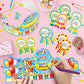 90 Pcs Happy Birthday Kits for Kids Classroom, Include Happy Birthday Crowns, Silicone Stretches, Badge Stickers, Students Kinde