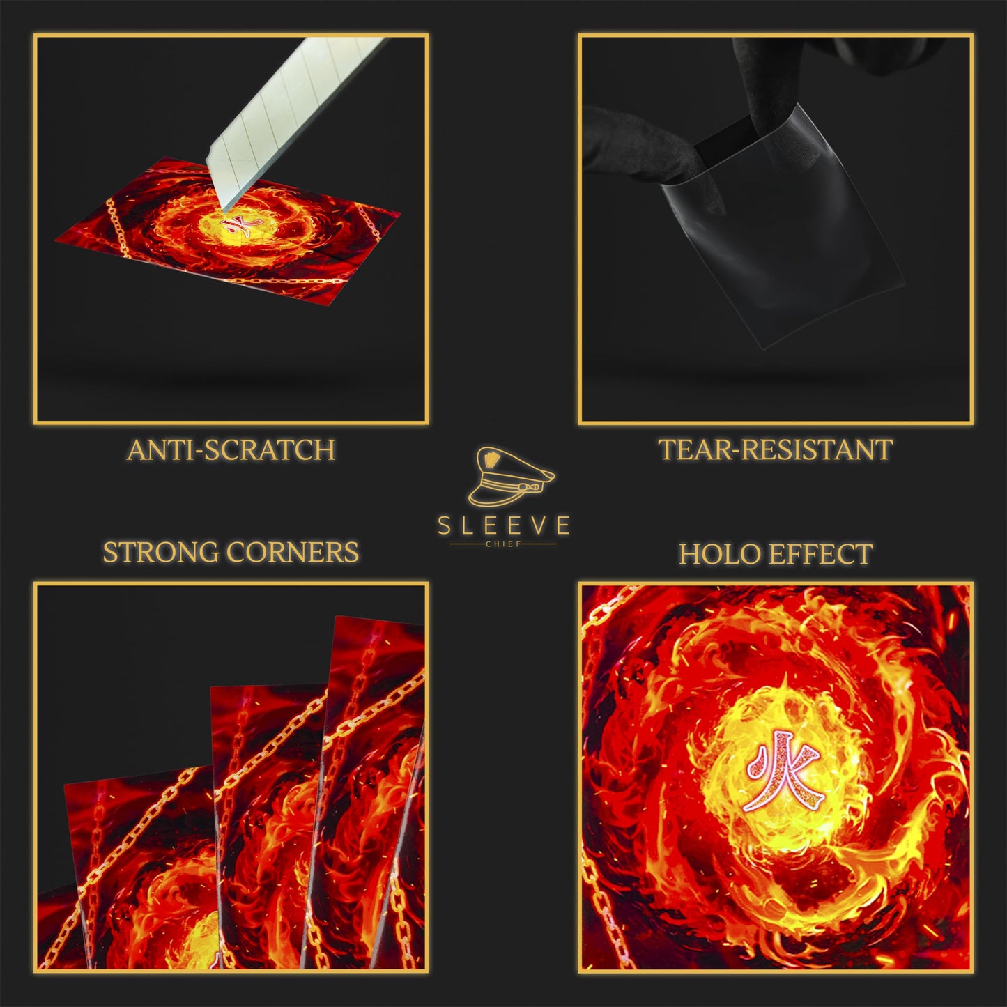 SleeveChief enhanced Design Trading Card | Ultra Durable TCG Game Sleeves with Holo- Effect Backprint | Fit as MTG Card Sleeve & More | Standard Size | 100 Pcs