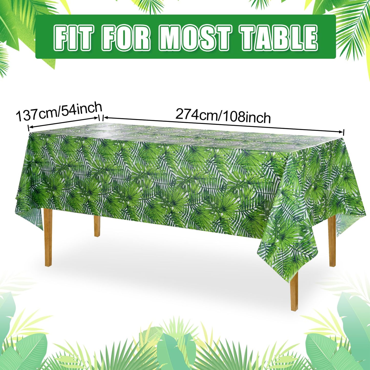 12Pack Animal Safari Tablecloth Jungle Animal Zoo Theme Party Table Cloth Leopard Tiger Zebra Giraffe Palm Leaf Print Table Cove