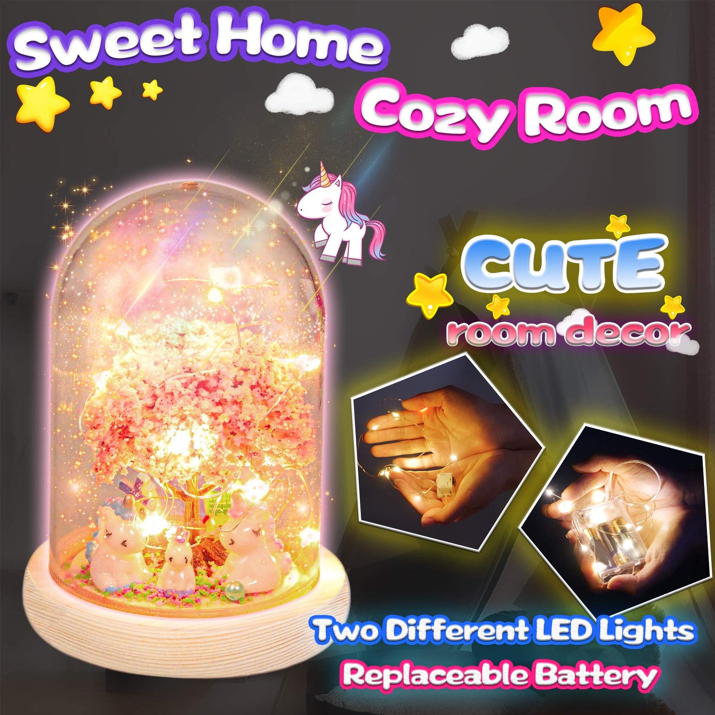 Y YOFUN Unicorn Night Light Craft Kit for Kids, Large Multicolor, Ages 4-9, Model US-UNICORN LIGHT
