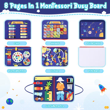 Lanjue Toddler Busy Board, Montessori Toys For 3+ Year Old Boys Birthday Gifts, Busy Book Sensory Board Learning Educational Act