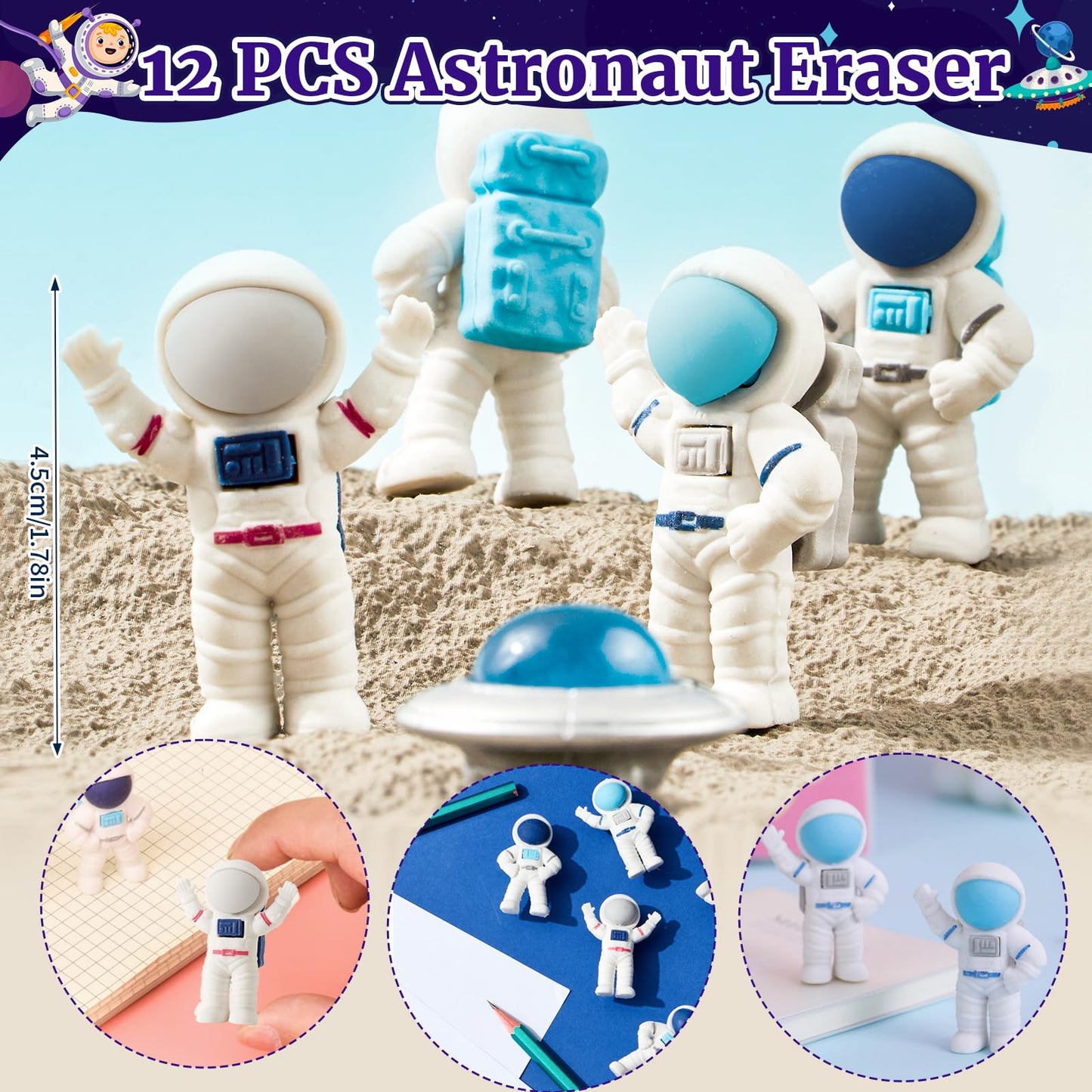 SNLN Outer Space Party Favors Birthday Supplies Non-Woven Gift Bag Stress Ball Spaceship Toy Astronaut Eraser Silicone Bracelet