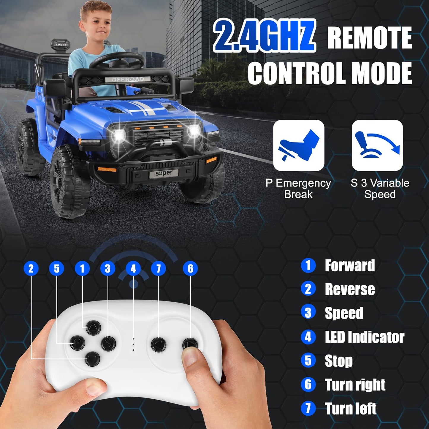 Hikole 12V Kids Ride on Car with Parent Remote Control, Electric Truck Car Toys Gift for Toddler Boys Girls Ages 3-8, Spring Sus