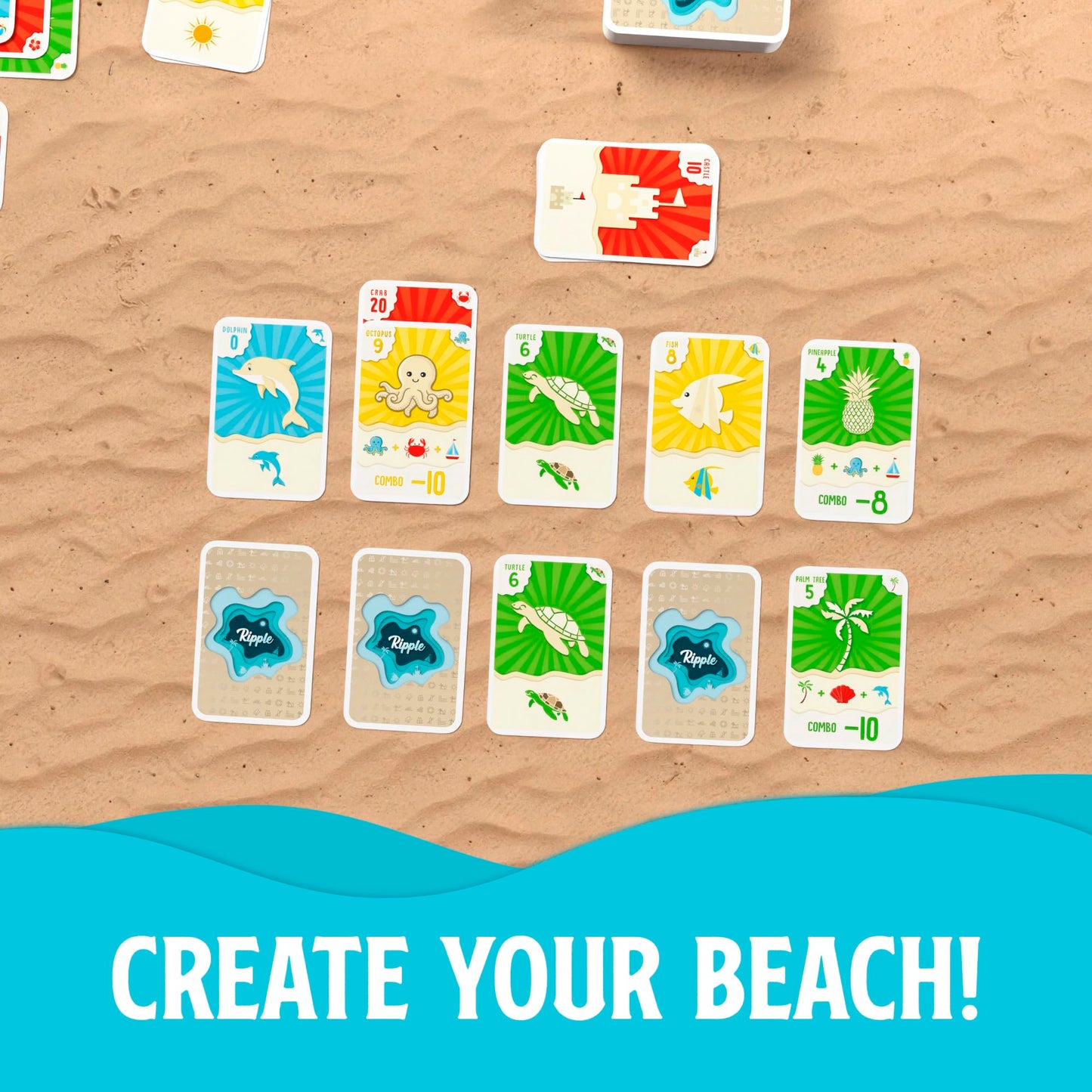 Ripple Card Game - Match, Stack, And Collect Combos On Your Beach. Easy To Learn And Fun For Kids, Teens, & Adults.