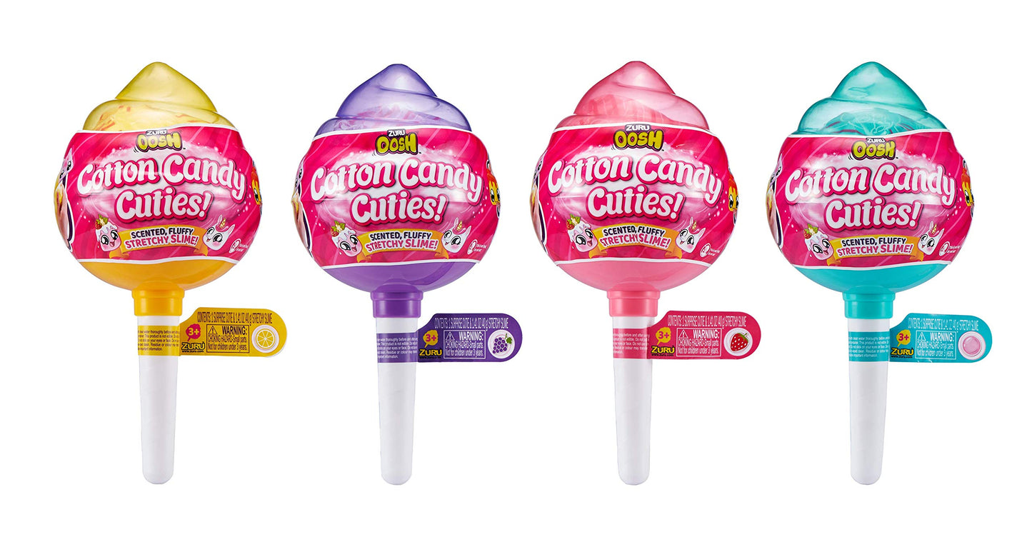 Oosh Slime Cotton Candy Cuties Series 2 By Zuru (Yellow) Scented, Squishy, Fluffy, Soft, Stretchy, Stress Relief, Party Favors, Non-Stick With Collectible Cutie Slow Rise Toy