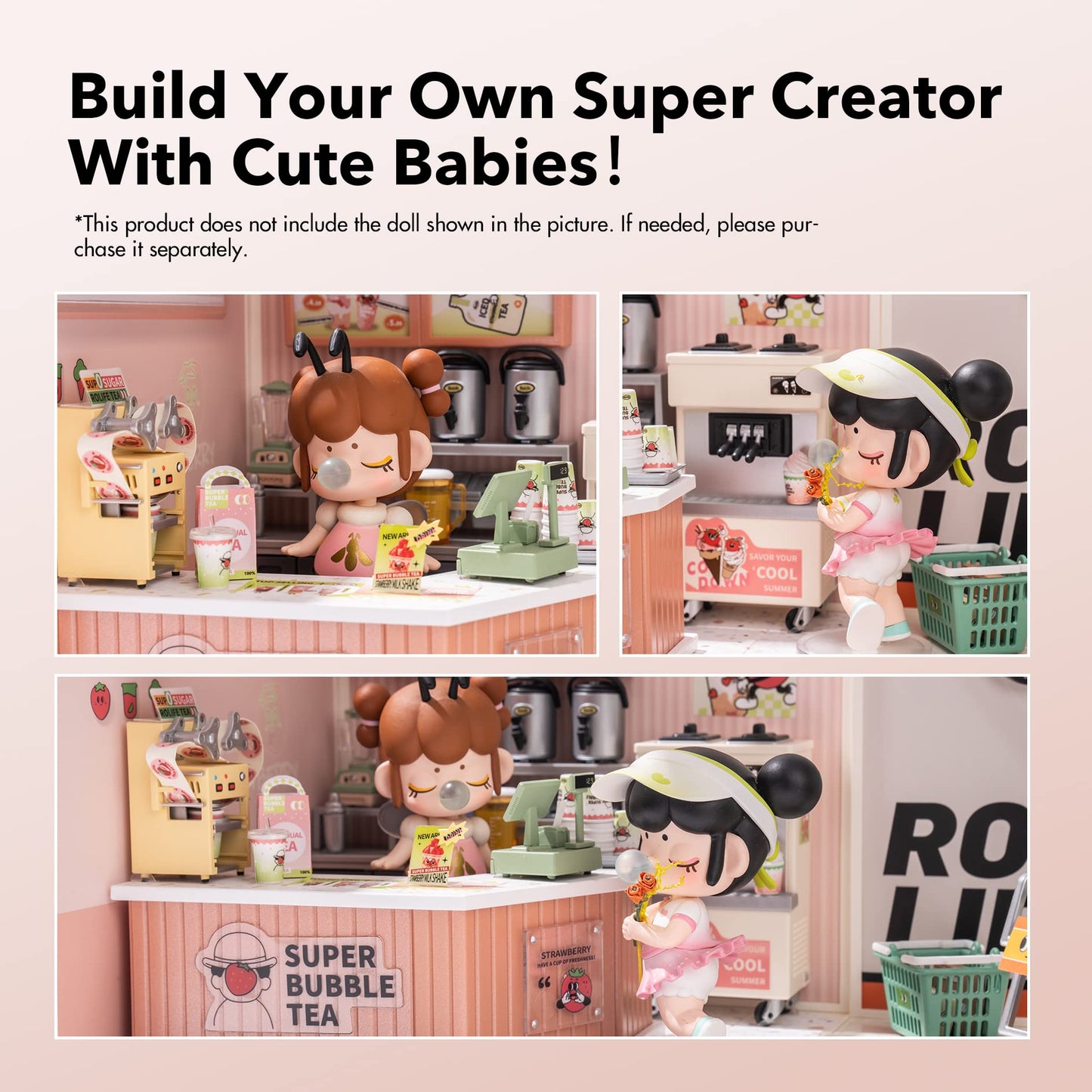 Wowood Super Creator-Mini Blocks Model Building Set for mature-themeds  Miniature Plastic House Kit Super Store-Building Blocks Toys for mature-themed  DIY Crafts/Hobbies for mature-themed (Double Joy Bubble Tea)