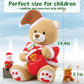 Morismos Christmas Teddy Bear Stuffed Animal, Stuffed Bear With Snowman, Reindeer, Santa Claus Plush, 24.4In Giant Christmas Bea