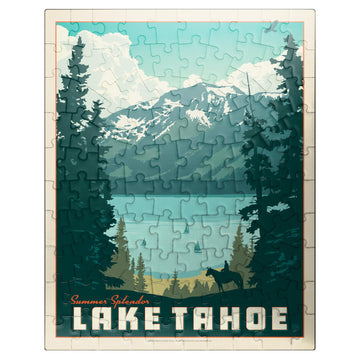 MyPuzzle Lake Tahoe: Tahoe Summer  Vintage Poster - enhanced 100 Piece Jigsaw Puzzle for mature-themeds