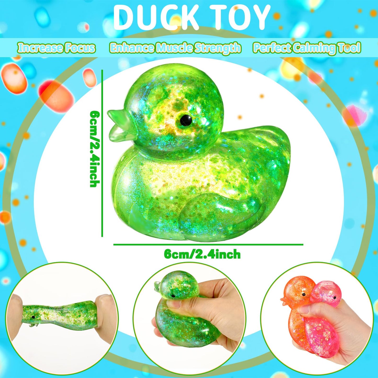Meooeck 12 Pcs Duck Stress Relief Toys Stress Balls for mature-themed Mini Glitter Duck Squeeze Fun Fidget Toys Animal Balls Cute for Birthday Party Office Christmas Stocking Stuffer Gift ADHD Autism Anxiety