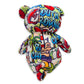PLUSHOLOGY Graffiti Teddy Bear - Eco-Friendly Plush Animal, 10" Tall, Multicolored, Child-Safe Eyes, Ideal for Kids 3+ and Adults