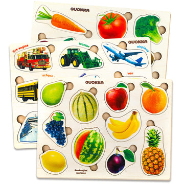 Quokka Wooden Puzzles For Toddlers 1-3 - 3Xset Kids Puzzles Ages 2-4 - Montessori Toy Puzzles For Toddlers 3-5 - Wood Toy Learni