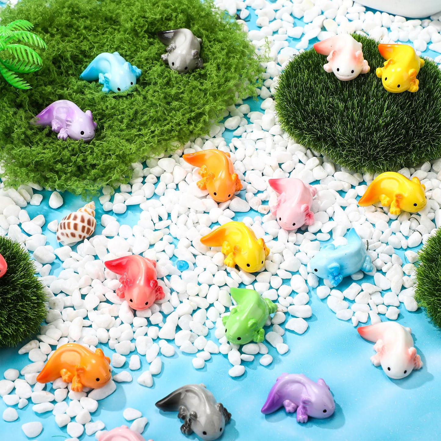 Colingmill 36 Pcs Mini Resin Axolotl Figurine Axolotl Valentine Gifts Tiny Animal Figurines Small Charm Ornament for DIY Craft D
