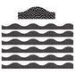 Ashley Productions Magnetic Scallop Border, White Messy Dots On Black, 12 Feet Per Pack, 6 Packs