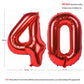 40 In Red Number Balloons Helium Foil Mylar Balloon Birthday Party Banquet Decoration Digital 40