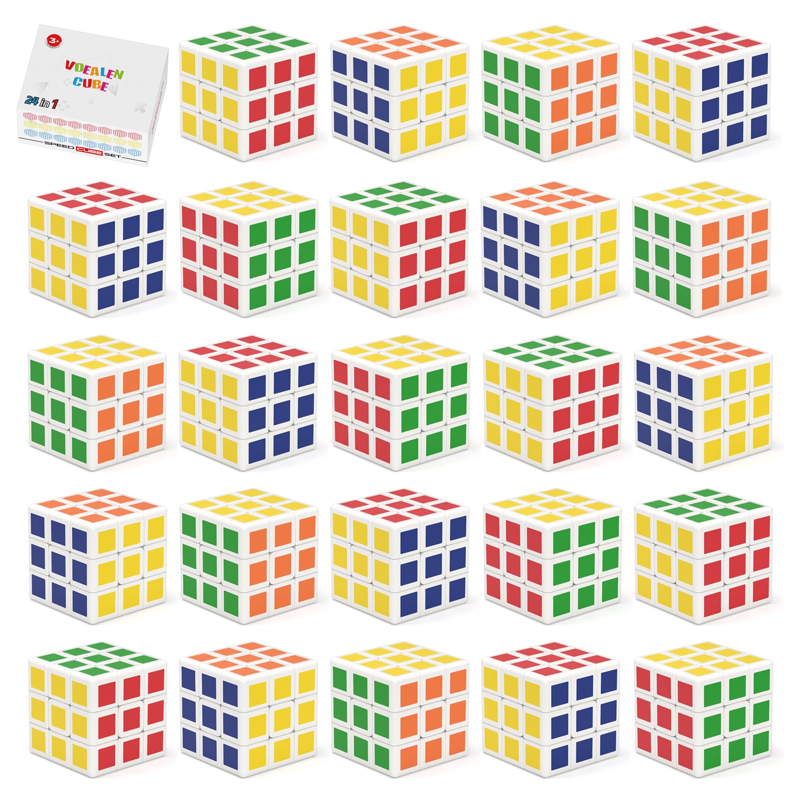 Vdealen 24 Pack Mini Cube Puzzle Party Favors for Kids, 1.18in 3x3 Magic Cube School Rewards & Classroom Prize for Students, Bir