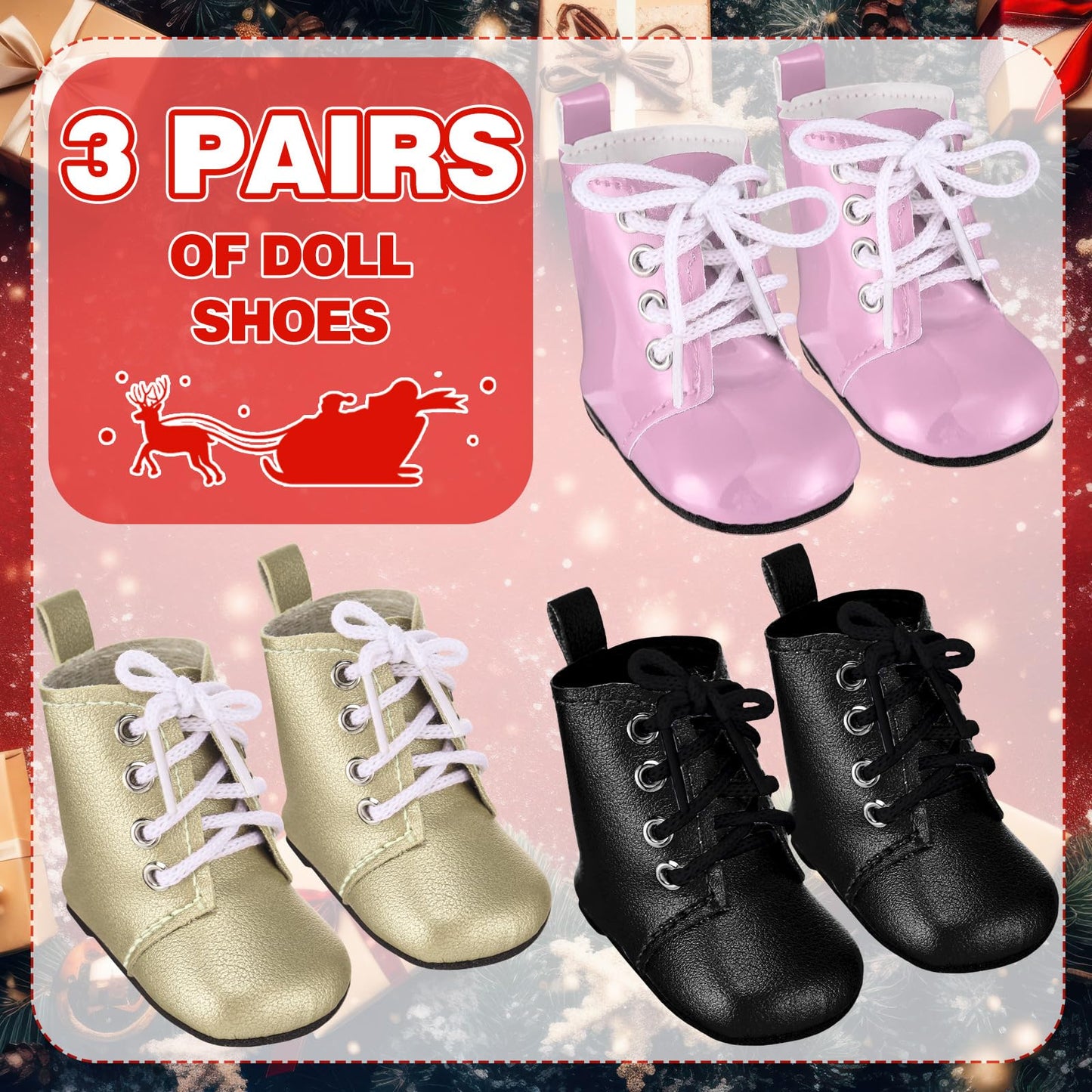 Bencailor 3 Pairs 18 Inch Doll Boots And Shoes Spring Doll Shoes Skates American Boots Skates(Trendy Style)