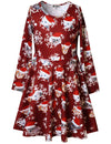 Santa Cat Dresses For Girls Christmas Winter Clothes Costume 10 11 Burgundy