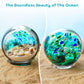 4'' Sea Globe Hand Blown Art Glass Decor Collectible Glass Decorative Balls With Natural Sea Shell And Sand, Lake Green