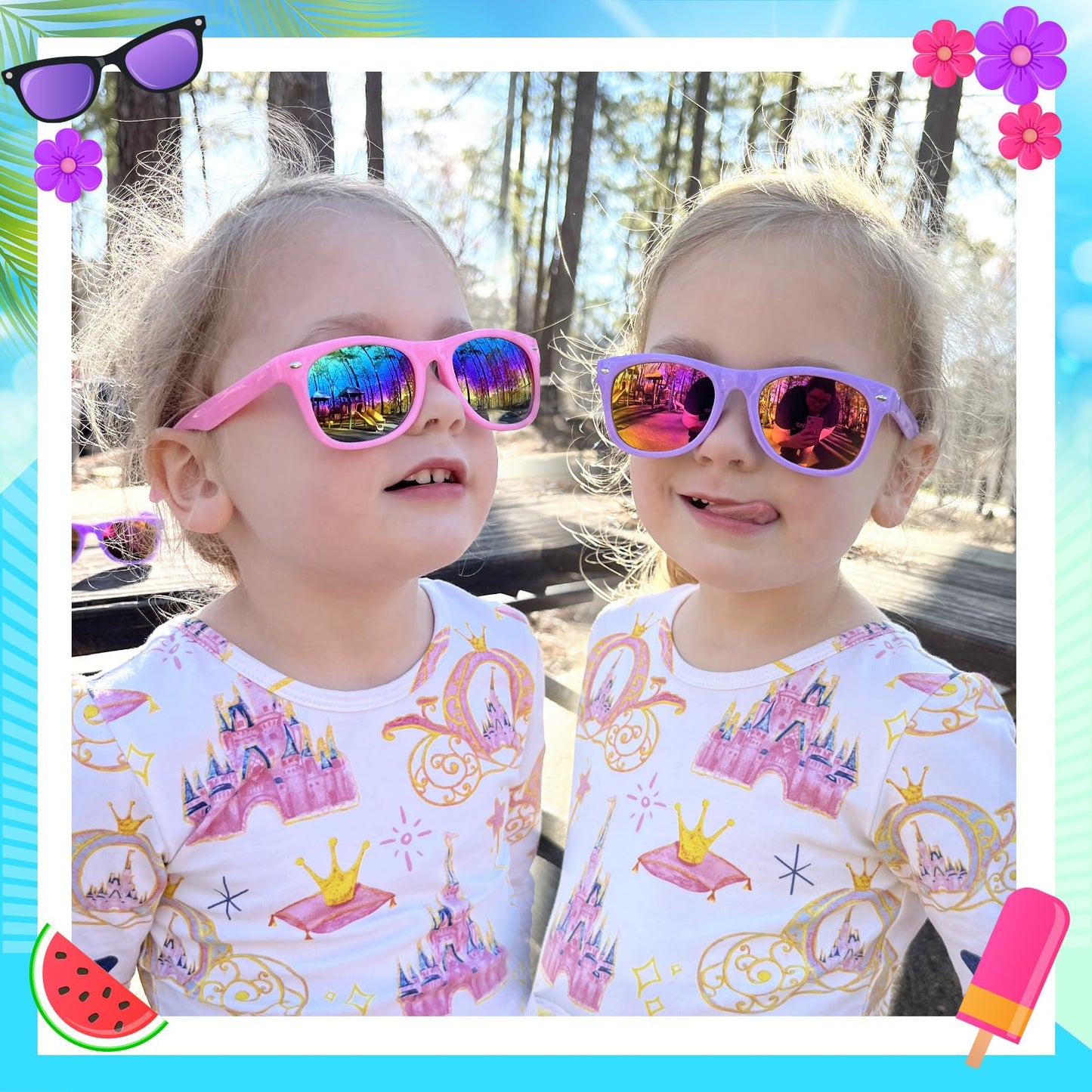 Joycover Kids Sunglasses Bulk, 12 Pack Kids Sunglasses Party Favors For Kids 4-8 3-5, Neon Kids Sunglasses For Beach Pool Birthd