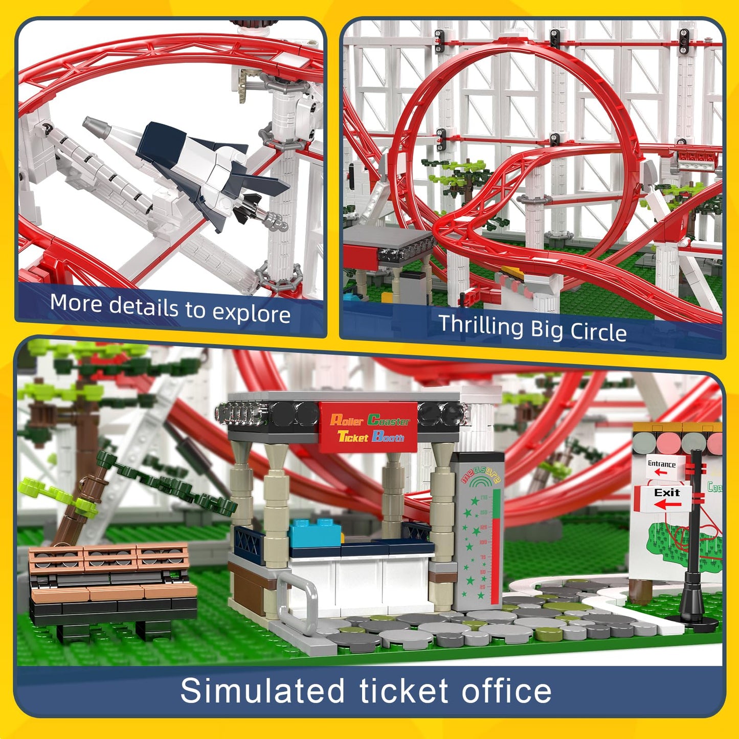 Mould King Roller Coaster Building Kit - 3646 Pieces, Plastic Amusement Park Track Toy, Perfect Gift for Adults