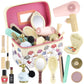 GAGAKU Wooden Makeup Toy Set Wood Hair Salon Playset Toddler Wooden Makeup Kit for Girls,Christmas Birthday Gift for 3 4 5 6 7 Y