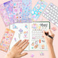 Shangrla Kawaii Puffy Stickers For Girls Kids,Cute 3D Textured Squishies Puffer Sticker Set For Notebook Stationary,Japanese Puff Large Stickers With Gem Embedded For Adults Teens,6 Sheets.