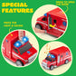 JOYIN 4 Pcs 7'' Long Vehicle Toy Set, Toddlers Cars with Lights and Siren Sound, Including Play Police Car, School Bus, Toy Garb