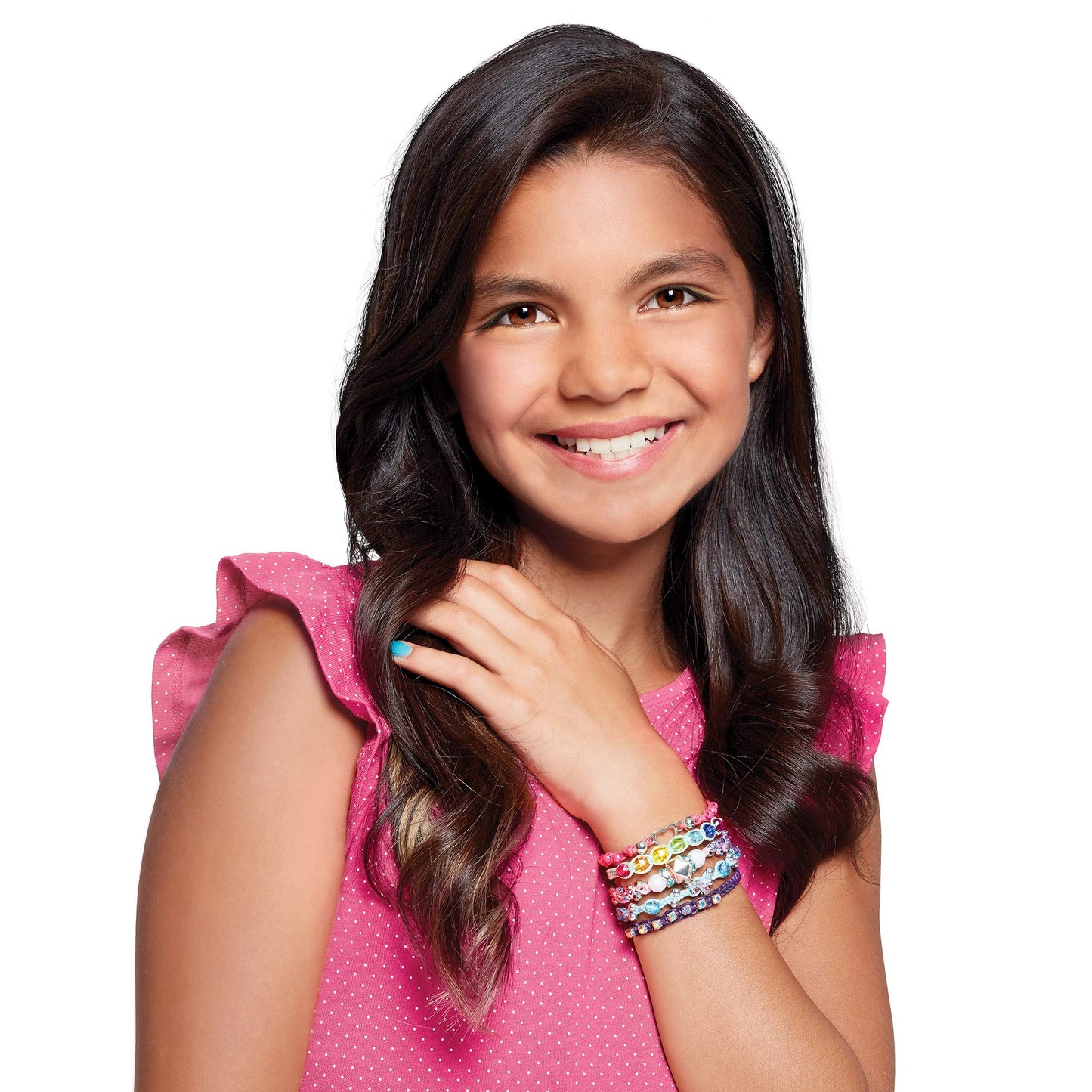 Make It Real: Rainbow Bling Bracelets Kit - Create 5 Unique Cord Charm Bracelets, 82 Pieces, Includes Play Tray, All-In-One, DIY