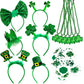Whaline 84 Pcs St. PatrickS Day Party Favor Set With 6 Pcs St. Patrick Shamrock Headbands, 6 Pcs Clover Necklaces And 72Pcs Sha