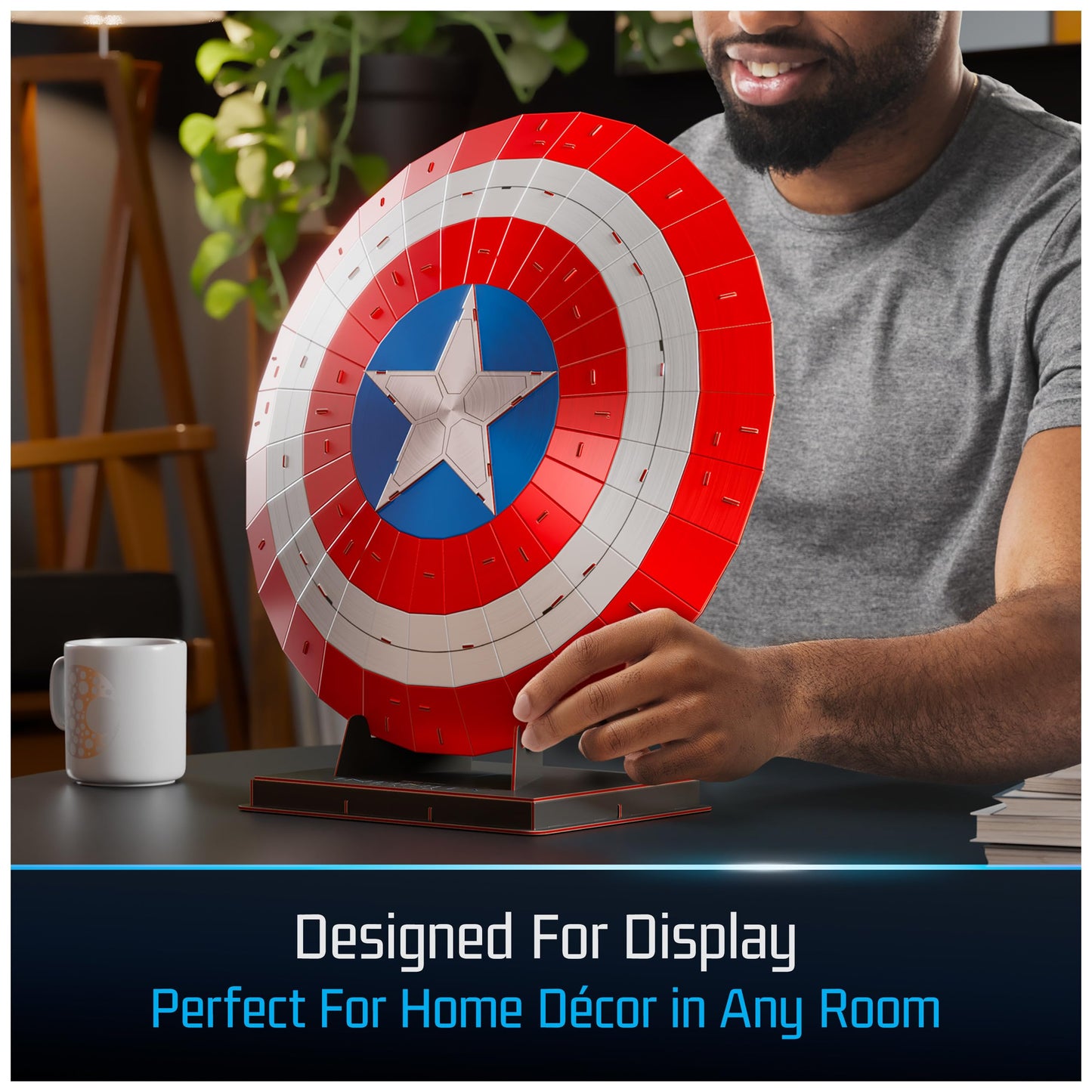 4D Build  Marvel Captain America Shield 3D Model Kit with Stand  Marvel Collectibles & Desk D?cor  mature-themed Puzzle  Building Toys  3D Puzzles for mature-themeds & Teens  101 Pieces  for Ages 12 & Up