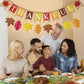 CUUSNNY Thankful Burlap Banner with Maple Leaves,Glitter Rustic Fall Thanksgiving Decorations for Mantle Fireplace,Harvest Party