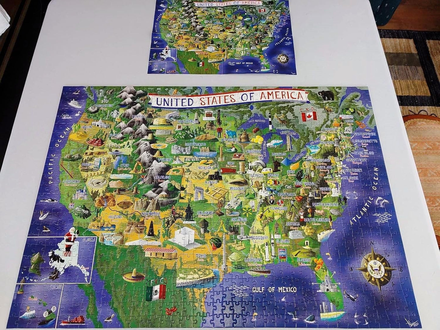 A2Play Usa Map Puzzle 1000 Piece For Adults, United States Of America, Patriotic Jigsaw Puzzle & Bonus Fact Poster, Premium Mate