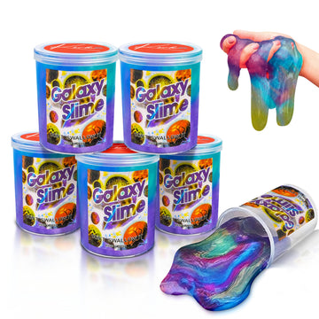 Kicko Marbled Unicorn Color Slime For Kids - 6 Pack Galaxy Slime - Colorful Galaxy Sludge - Gooey Fidget Set For Sensory And Tactile Stimulation, Slime Kit, Galaxy Party Favors, Educational Game
