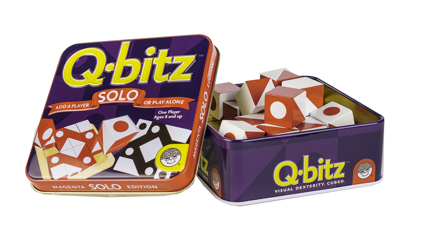 MindWare Q-bitz Solo Game - Small Orange Wooden Puzzle (Model 58070)