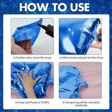 Feyg Star Balloons, 10 Pcs Red Blue Silver, 18'' Aluminum Foil, Self-Sealing, For Helium, Party Decorations, Wide Occasions
