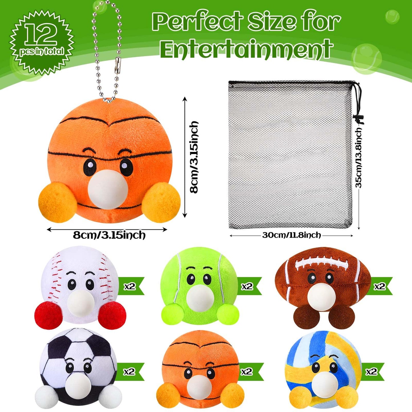 HyDren 6 Pcs Sports Party Favors Mini Stress Balls for mature-themed Kids  3.15 Inch Plush Baseball Sensory Squeeze Basketball Soccer Football Toy Gift for Stress Anxiety Relief  Themed Birthday Party Favor