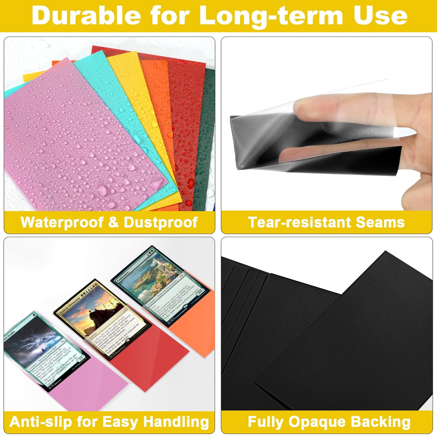 Yellow MTG Card Sleeves 200 Pack  Standard Card Sleeves Sturdy MTG Sleeves Matte Back Finish  Perfect Shuffling - Protect All Your Trading Cards Collectible Cards by Fabmaker  Never Tear