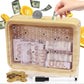 Money Saving Box Piggy Bank For Kids Adults,5000$ Target Savings Challenge Box 2024 Popular Cash Vault,One-Piece Wooden Savings Box Wipeable Count,Reusable Coin Bank For Boy Girl Build Saving Goals 5K