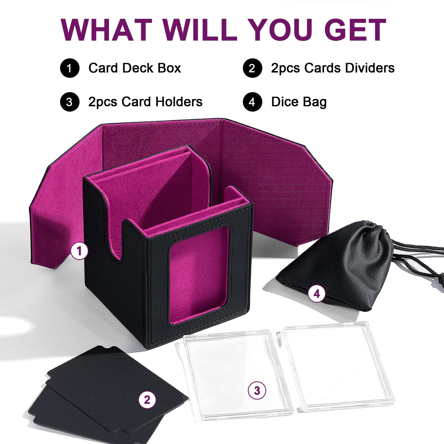 Scimi Commander Dual Display Deck Box - protected designed Design Holds 130 Double-Sleeved/100 Triple-Sleeved Cards  Includes 2 Thick Card Bricks & 2 Dividers  Leather Multi-Function Storage Case (Dragon)