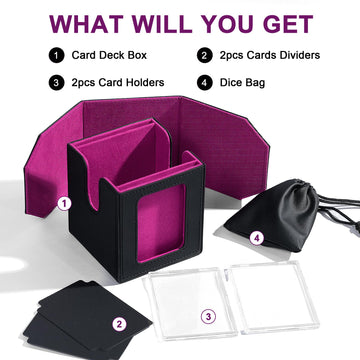 Scimi Commander Dual Display Deck Box - protected designed Design Holds 130 Double-Sleeved/100 Triple-Sleeved Cards  Includes 2 Thick Card Bricks & 2 Dividers  Leather Multi-Function Storage Case (Dragon)