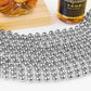 ZZYFGH 33'' 7mm Metallic Silver Bead Necklace Bulk, Mardi Gras Round Beaded Necklaces for Party Favors Costume Necklace (12 Pcs)