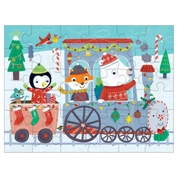 Mudpuppy Christmas Train To Go Puzzle, 36 Pieces - 12    X 9   , For Ages 3-6, Colorful Holiday Artwork, Made With Safe, Non-Tox