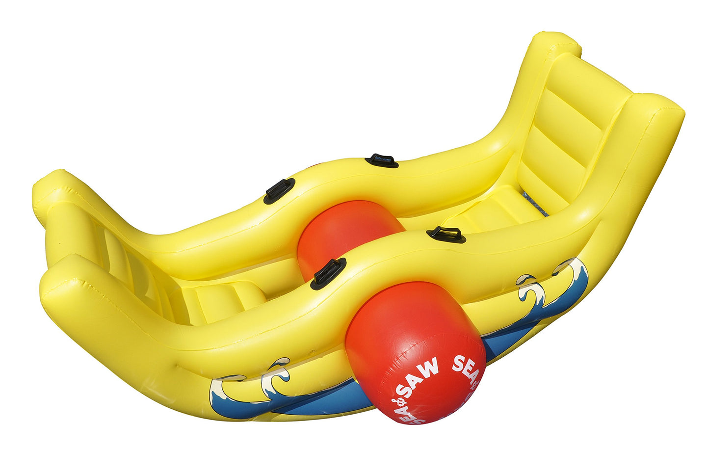 Swimline Sea Saw Rocker Pool Float for 2 - Heavy Duty PVC, Yellow, 100"x60"x43", Easy Grab Handles, Model 9058
