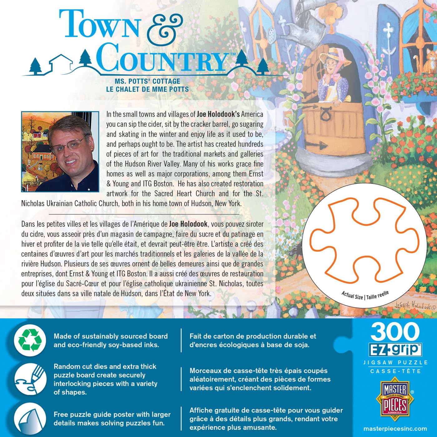 MasterPieces Town & Country - Ms. Potts Cottage 300pc Ezgrip Puzzle - Jigsaw Puzzle with Vibrant Artwork and Durable Pieces - Fun Family Activity  Brain Challenge  and Educational Entertainment